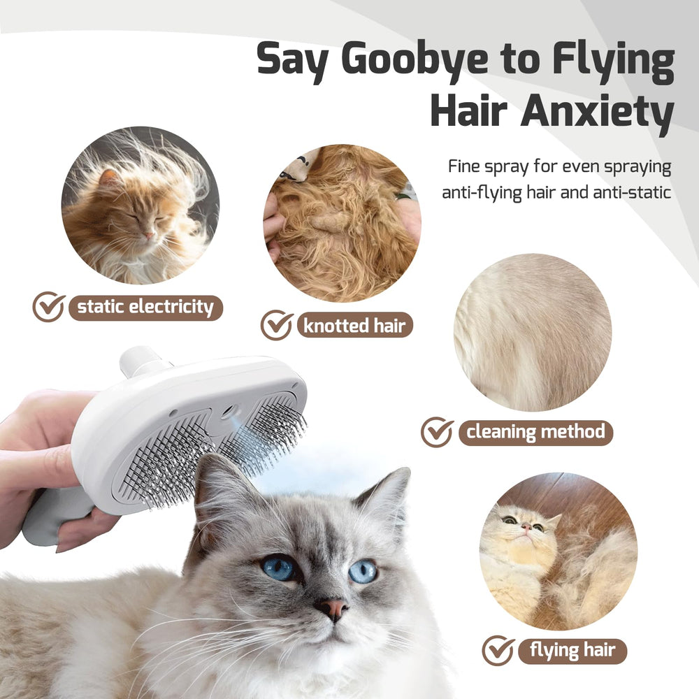 Pecait Cat Steam Brush ergonomic handle for comfortable, long grooming sessions.
