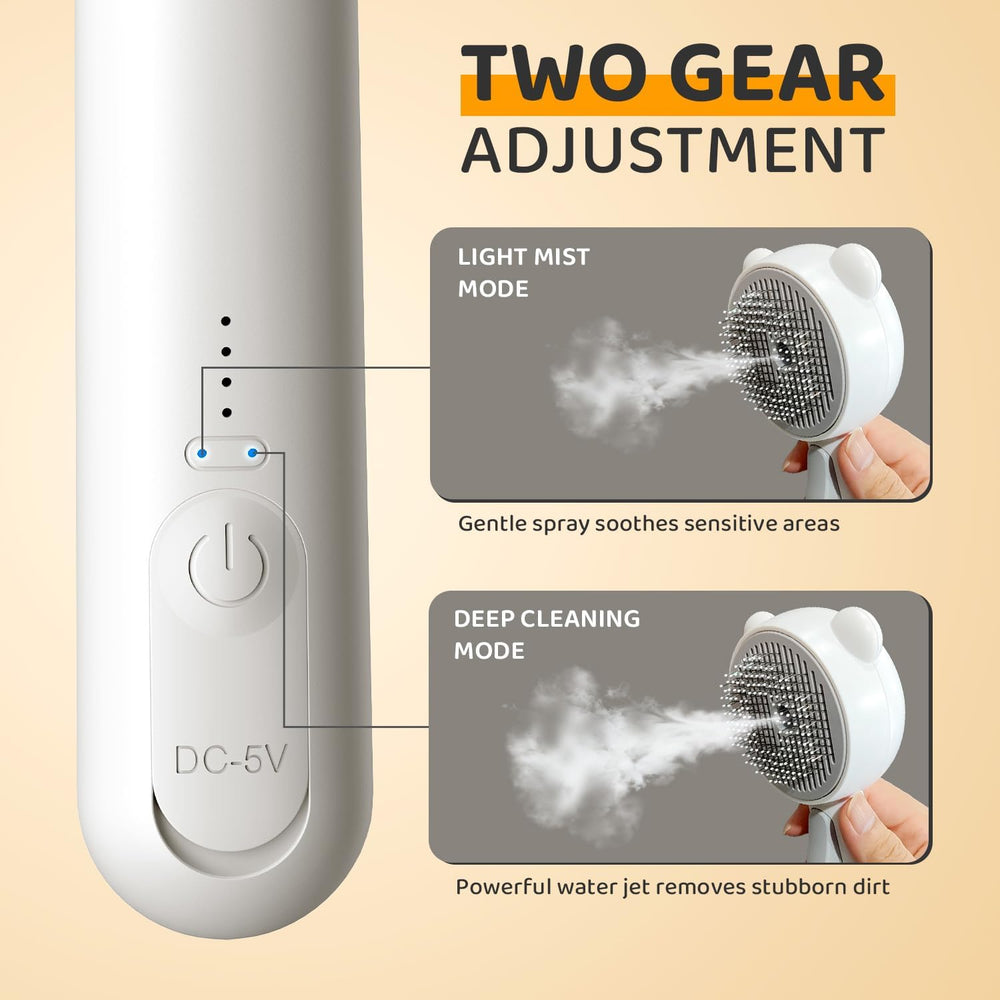 Pecait Cat Steam Brush two modes for gentle mist and deep cleaning.