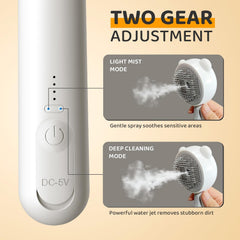 Pecait Cat Steam Brush two modes for gentle mist and deep cleaning.