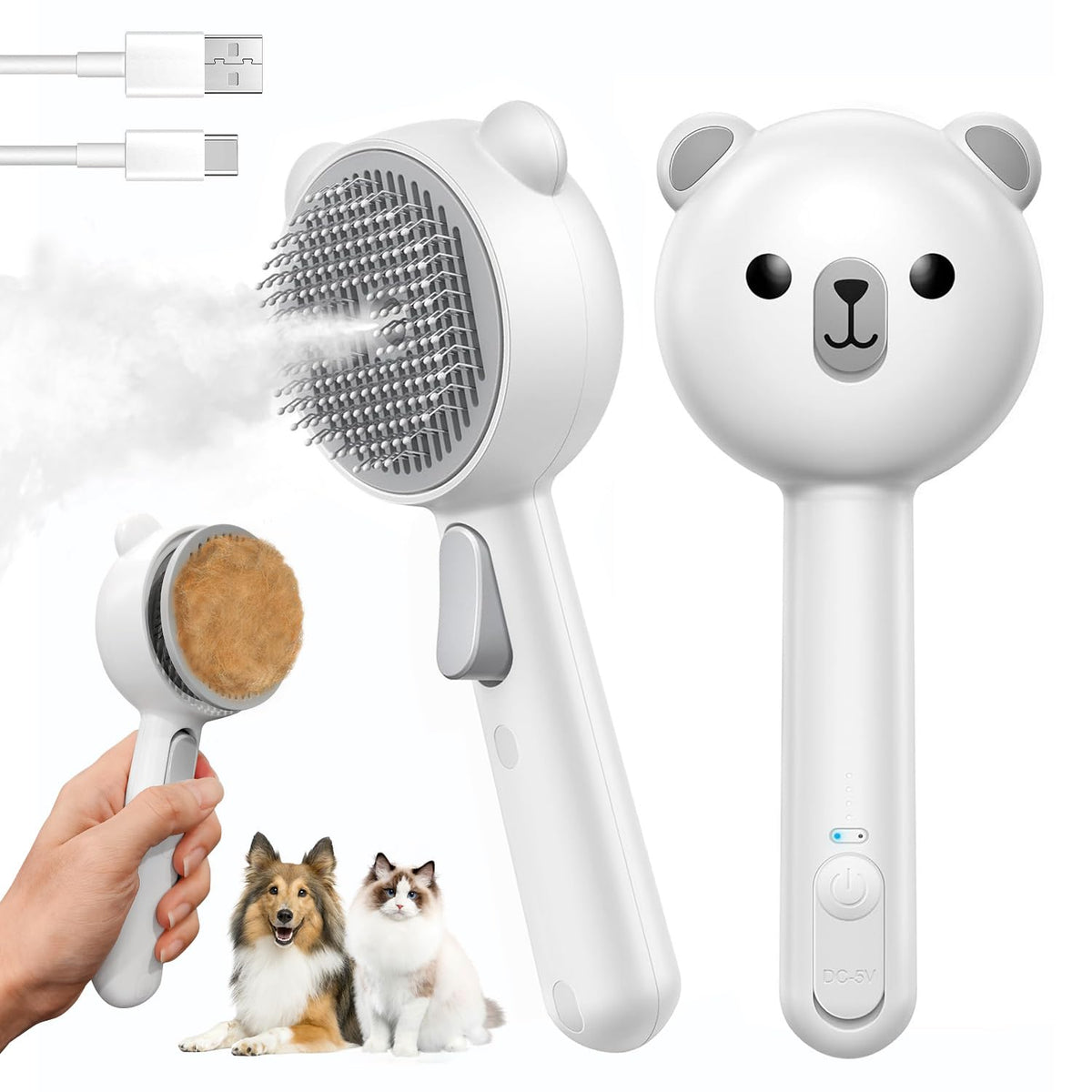 Pecait Cat Steam Brush waterproof body for daily use and easy cleaning.