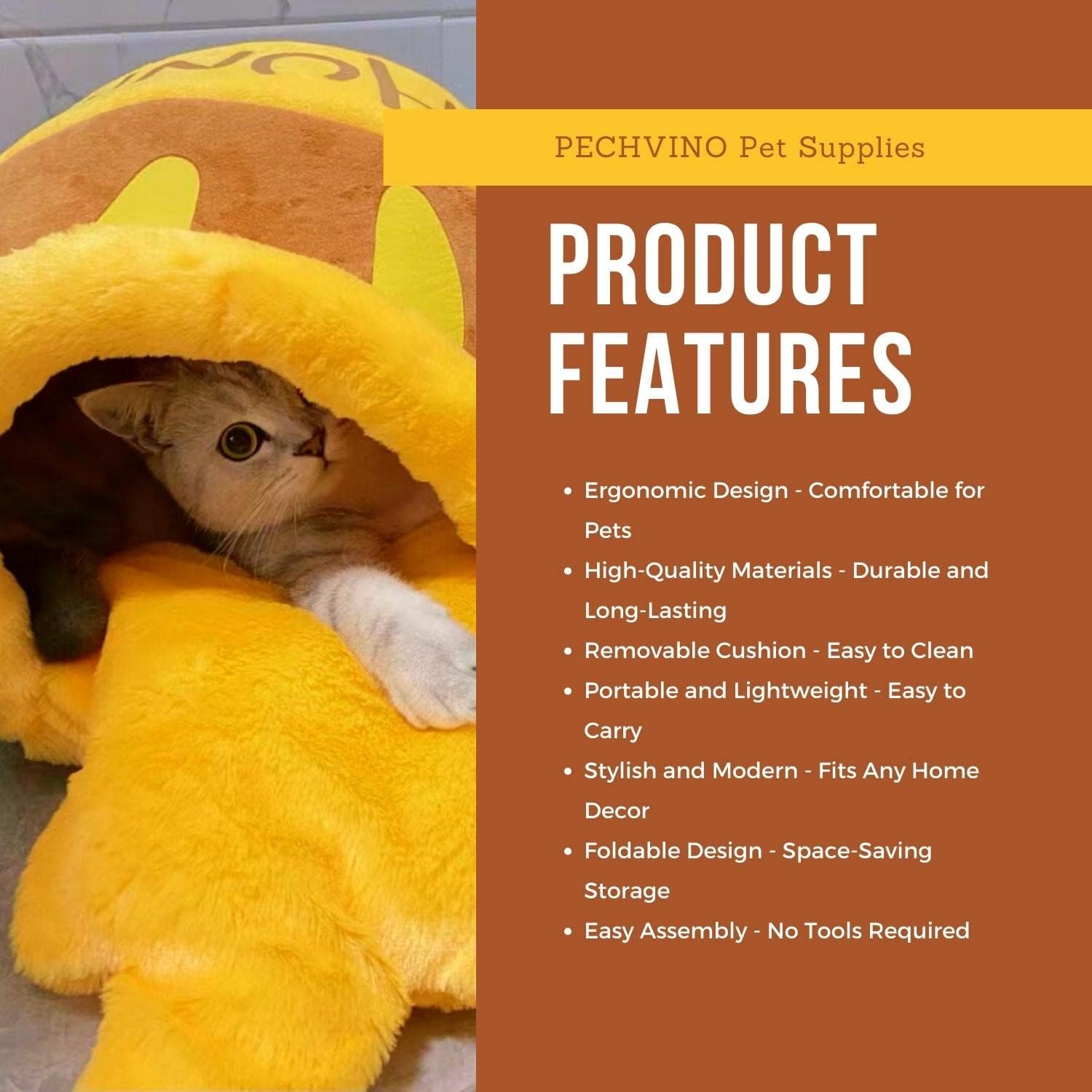 PECHVINO Honey Pot Cat Bed cushion detail, plush support for restful naps