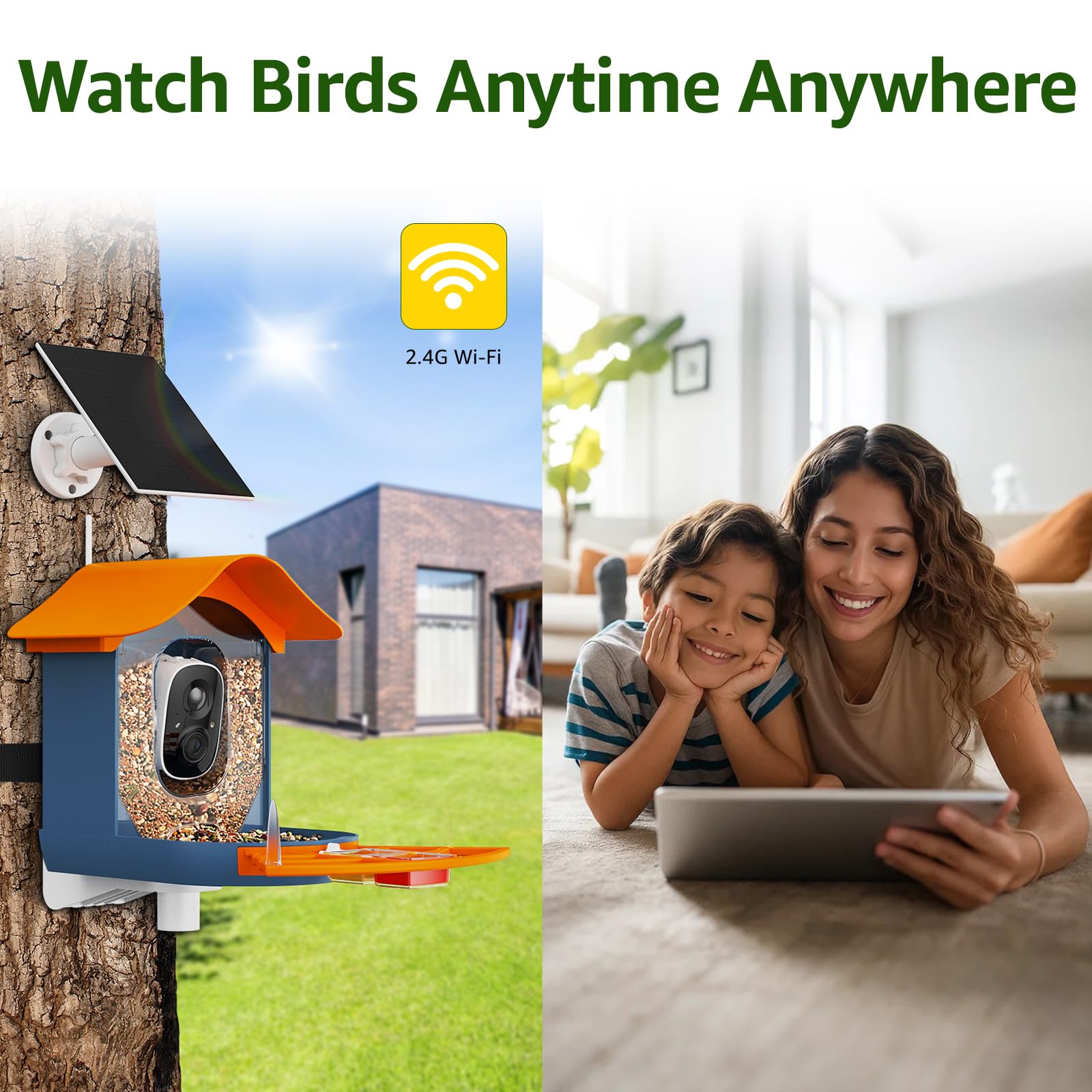 PeckCam AI bird ID feature recognizing species for educational backyard wildlife watching