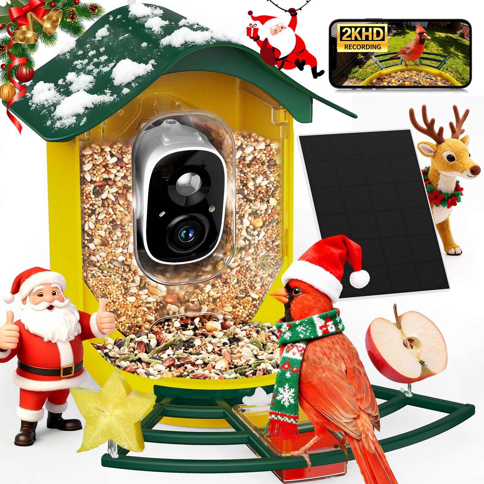 PeckCam Smart Bird Feeder camera delivers 2K live view for crisp wildlife footage.