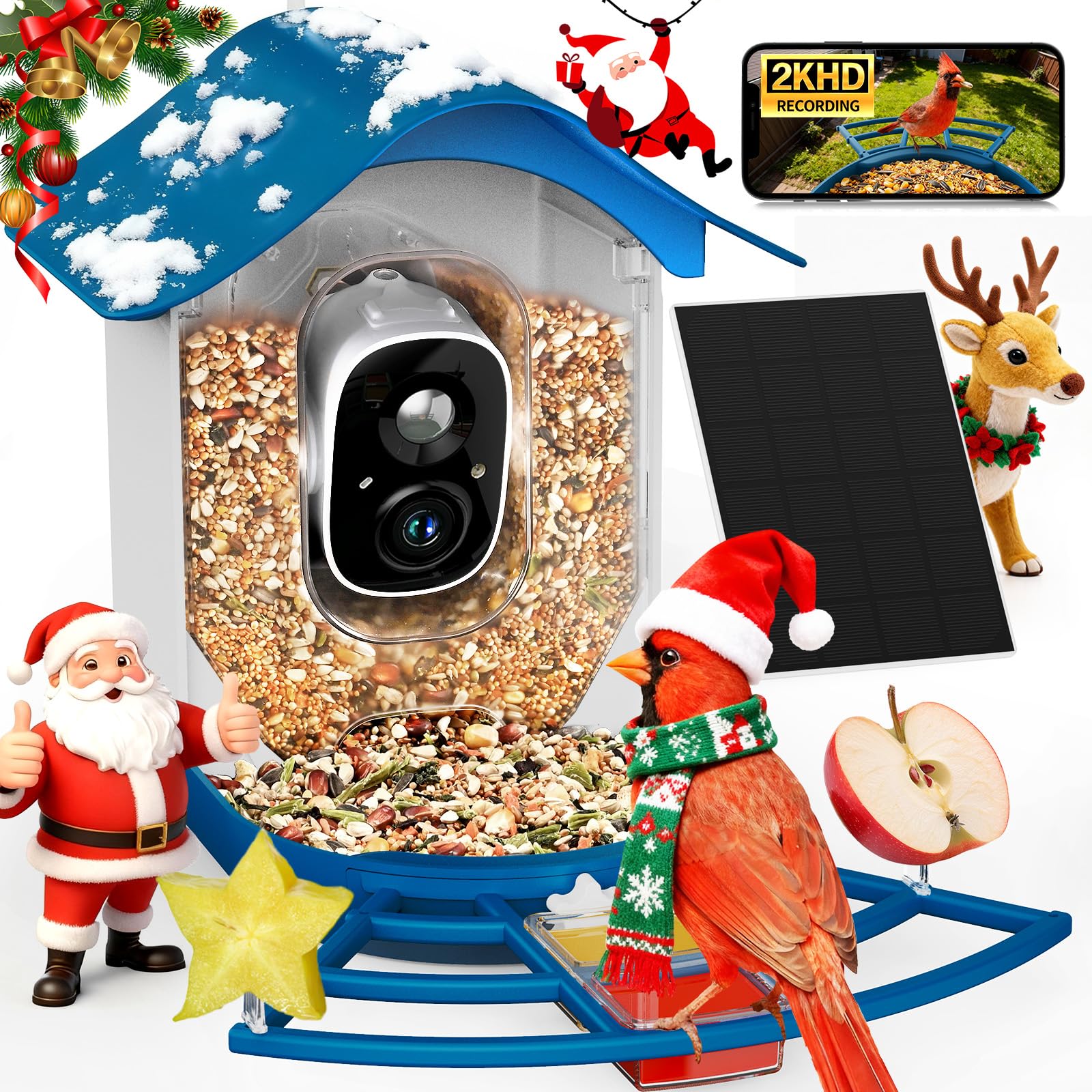 PeckCam Smart Bird Feeder camera 2K view for real-time birdwatching.