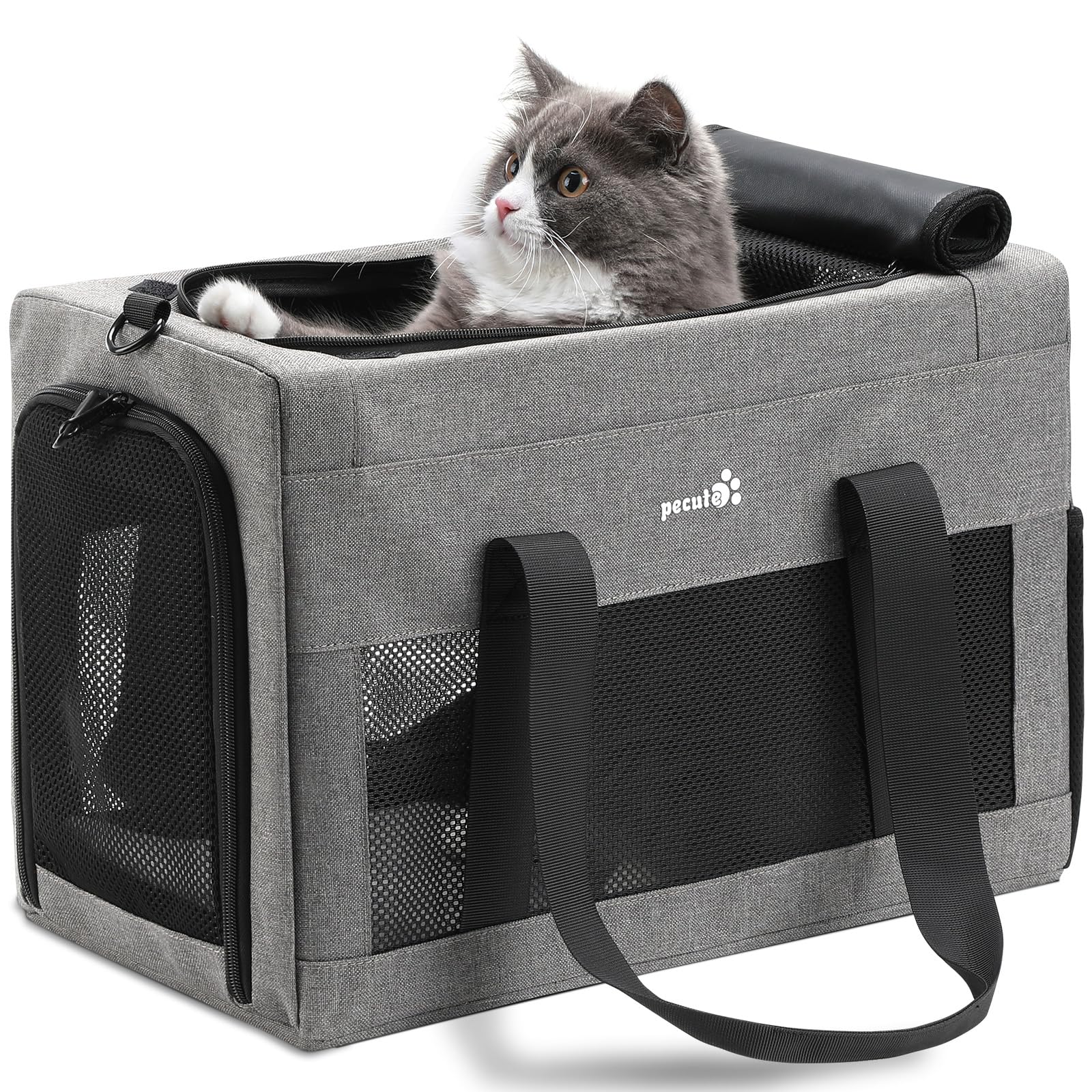Pecute airline approved cat carrier under-seat design for in-cabin travel