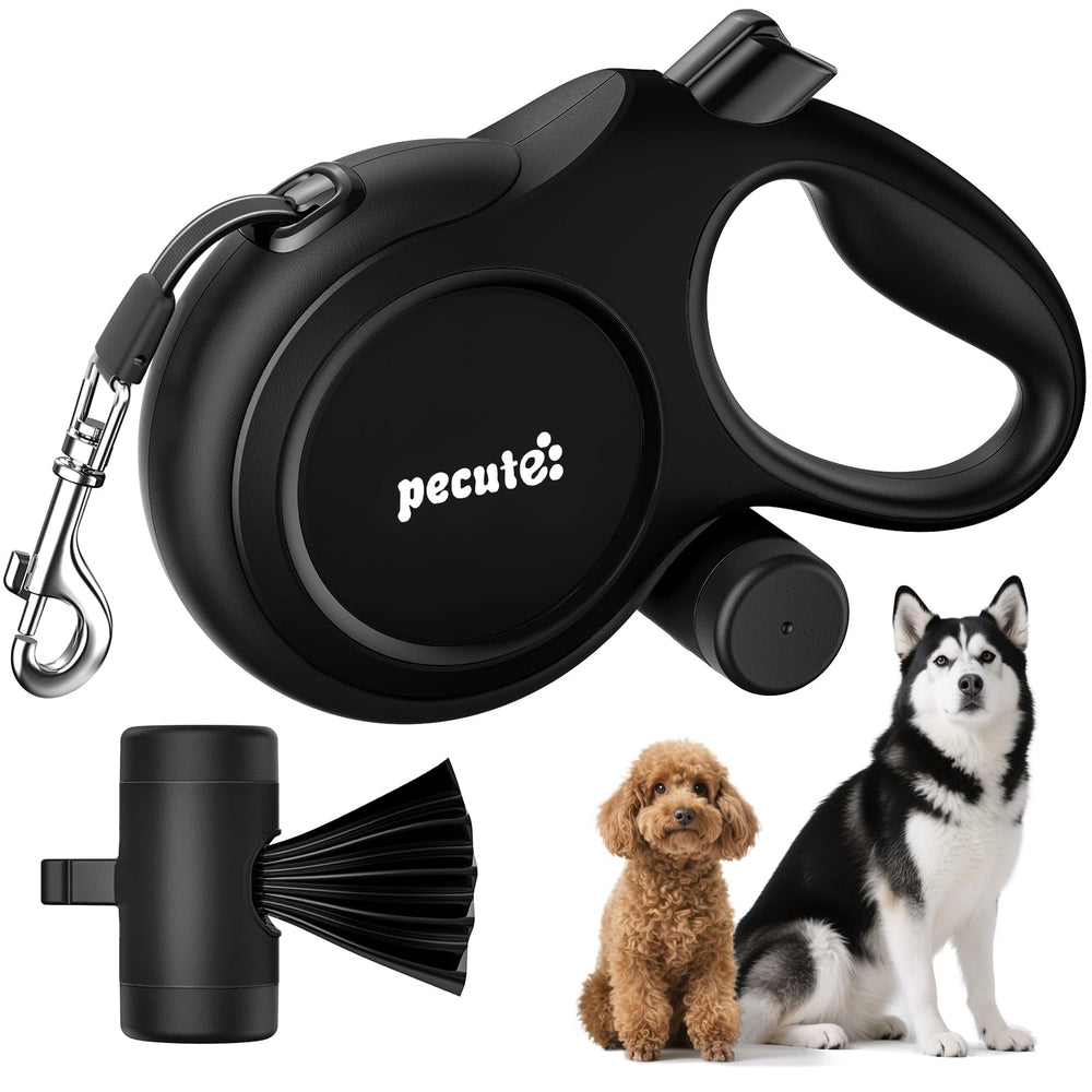 Pecute 26ft retractable leash in black offers smooth control for everyday walks.