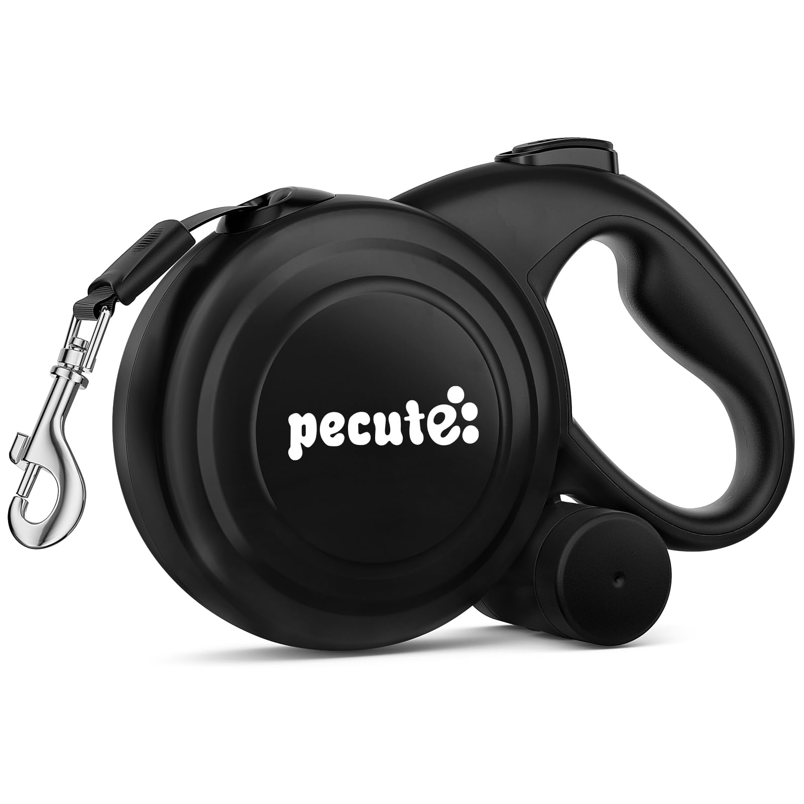 Pecute 32ft retractable leash extended in park for controlled exploration