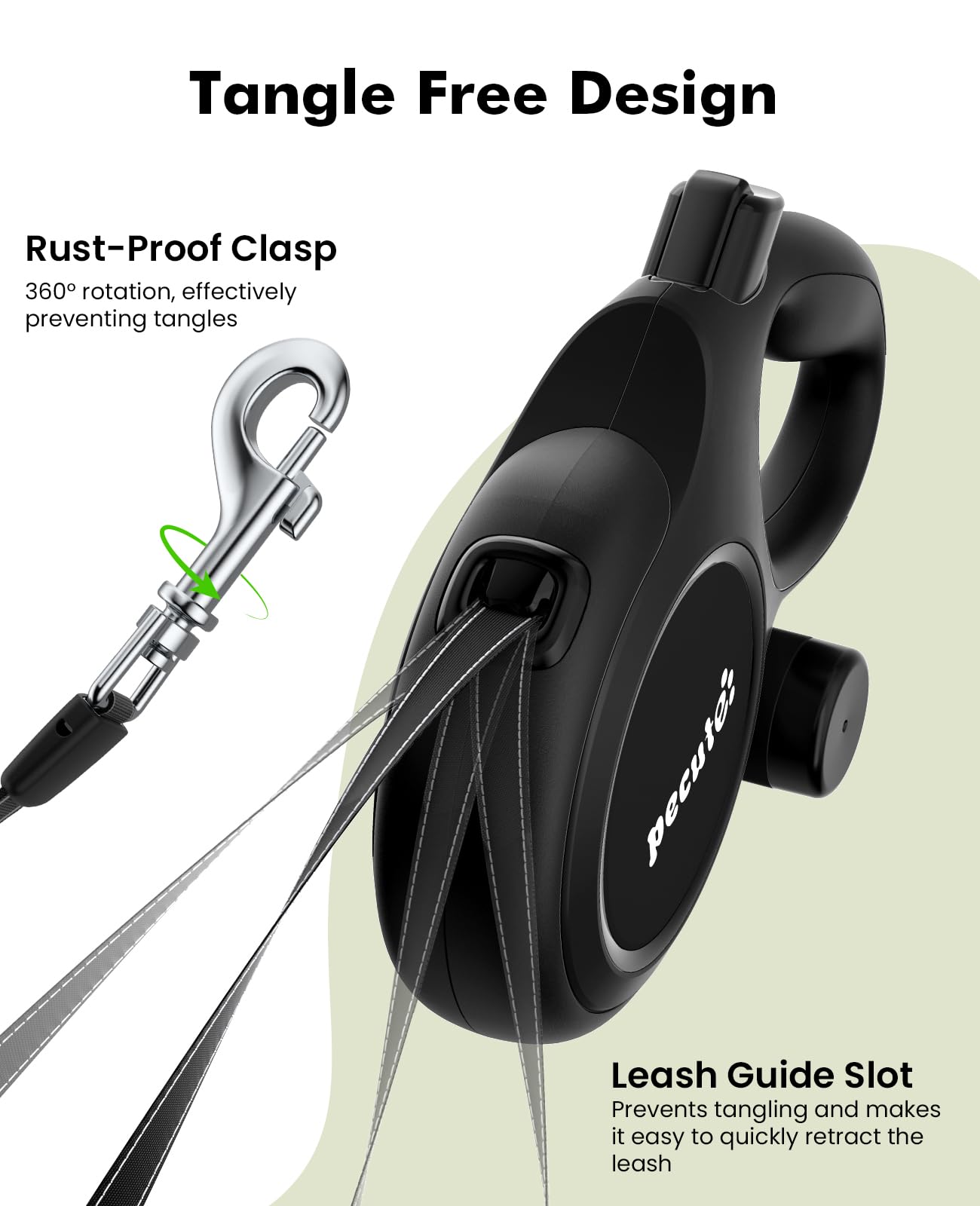 Pecute 360-degree swivel prevents leash twists during activity