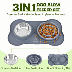 Pecute anti overflow edge pad demonstrates spill control while pets eat.
