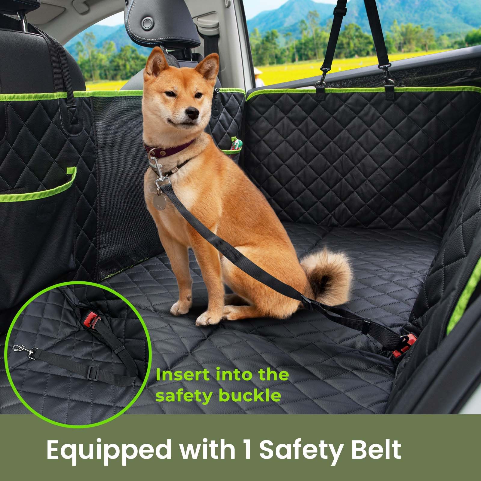 Pecute back seat extender provides spacious coverage for dogs.