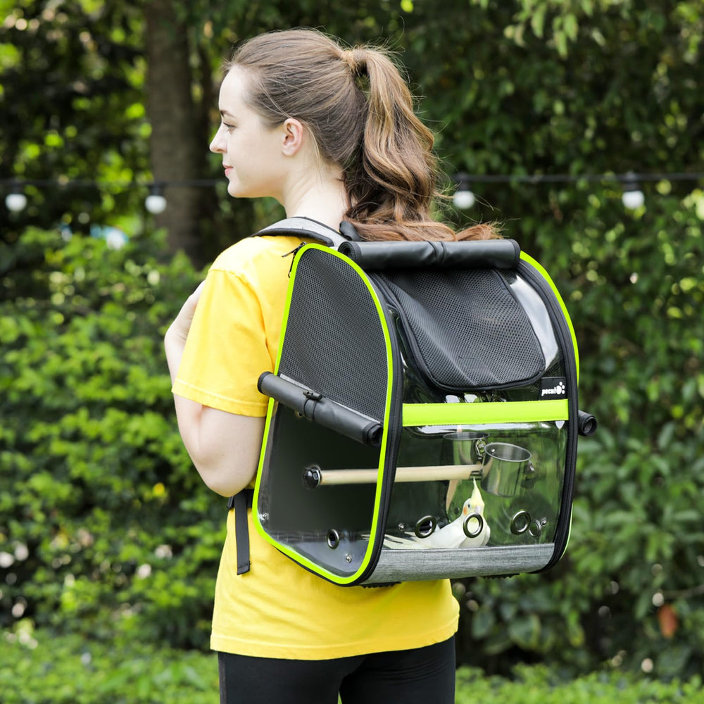 Pecute Bird Carrier Backpack escape safety rope adds everyday travel security.