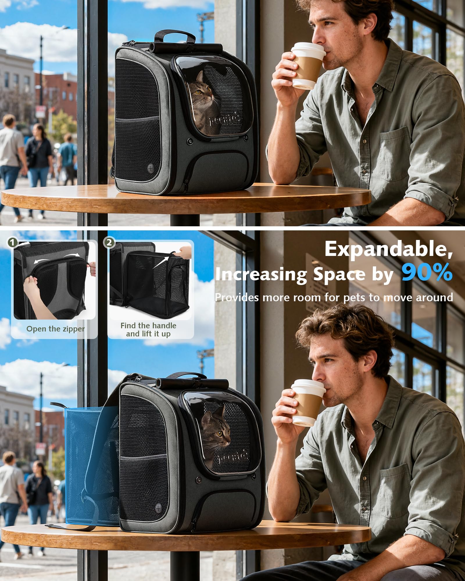 Pecute breathable mesh sides promote ventilation and UV protection during outings