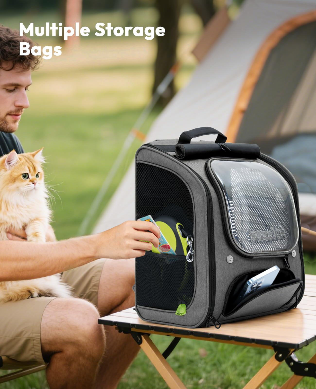 Pecute Cat Backpack Bubble folded compact for space-saving storage
