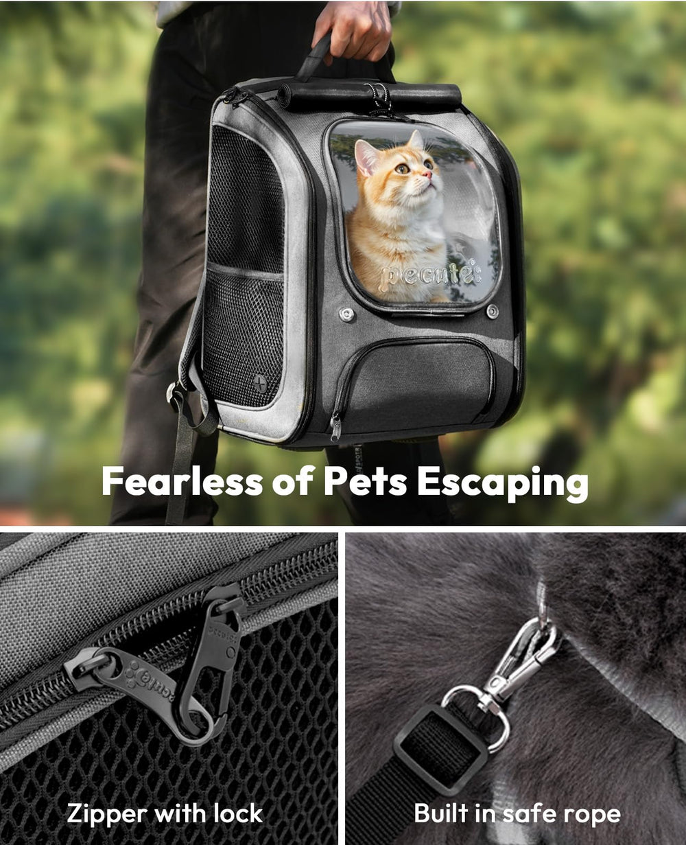 Pecute Cat Backpack Bubble side pocket for snacks, leashes, or records