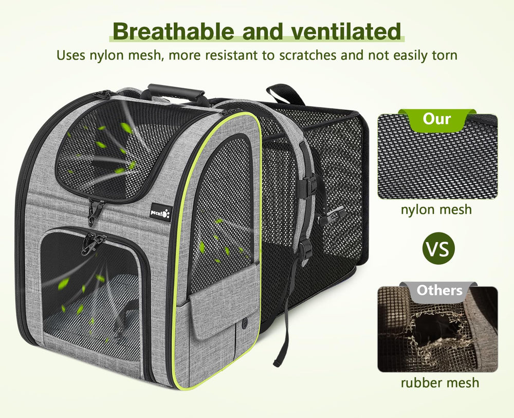Pecute cat-backpack-ergonomic-shoulder-straps reduces shoulder strain on long trips.