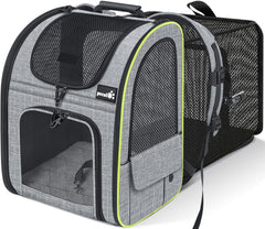 Pecute cat backpack expandable front view showing roomy space for comfortable travel
