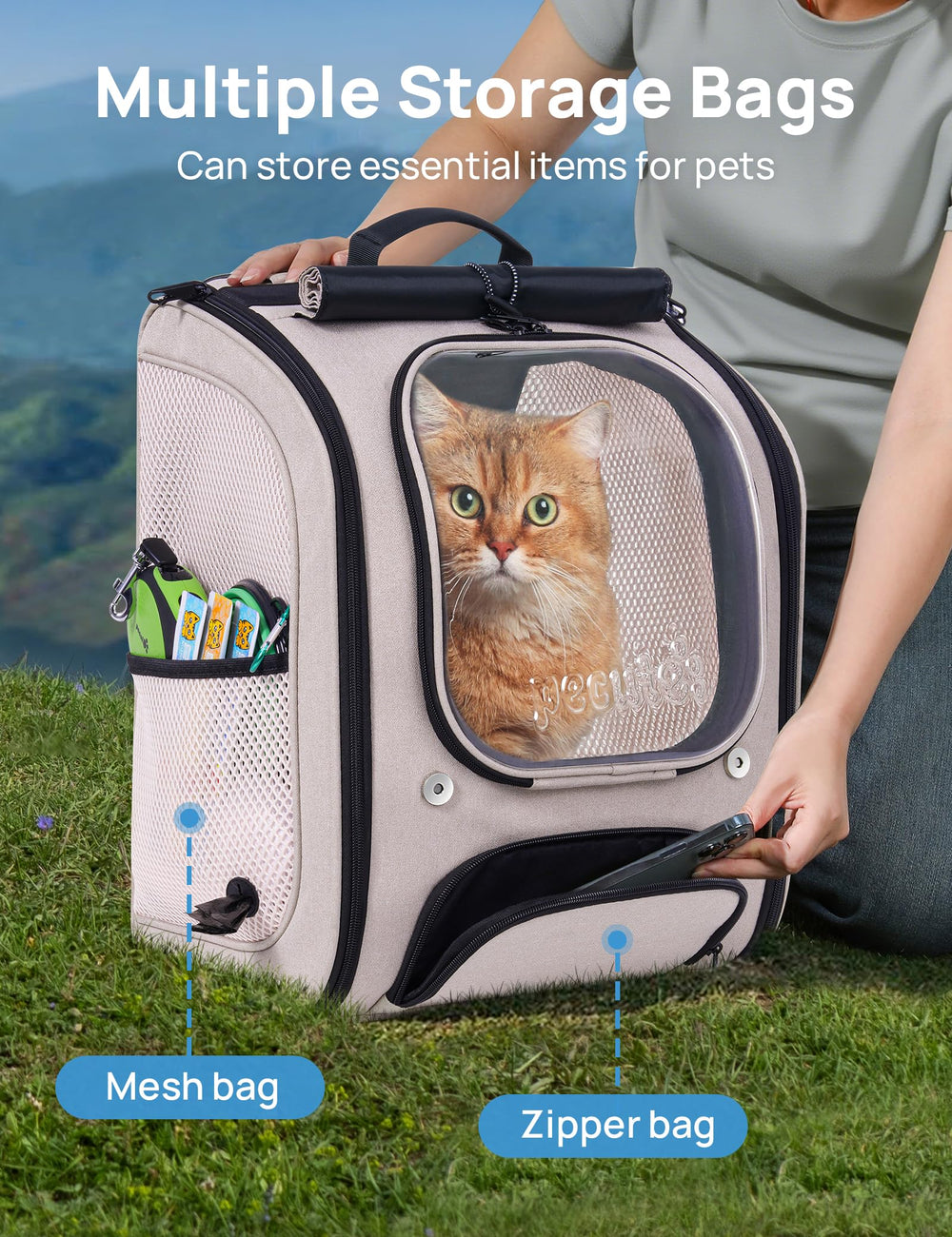 Pecute cat backpack removable padding eases cleaning after outings.