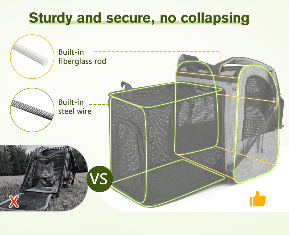 Pecute cat-backpack-removable-washable-cushion enables easy cleaning and comfy resting.