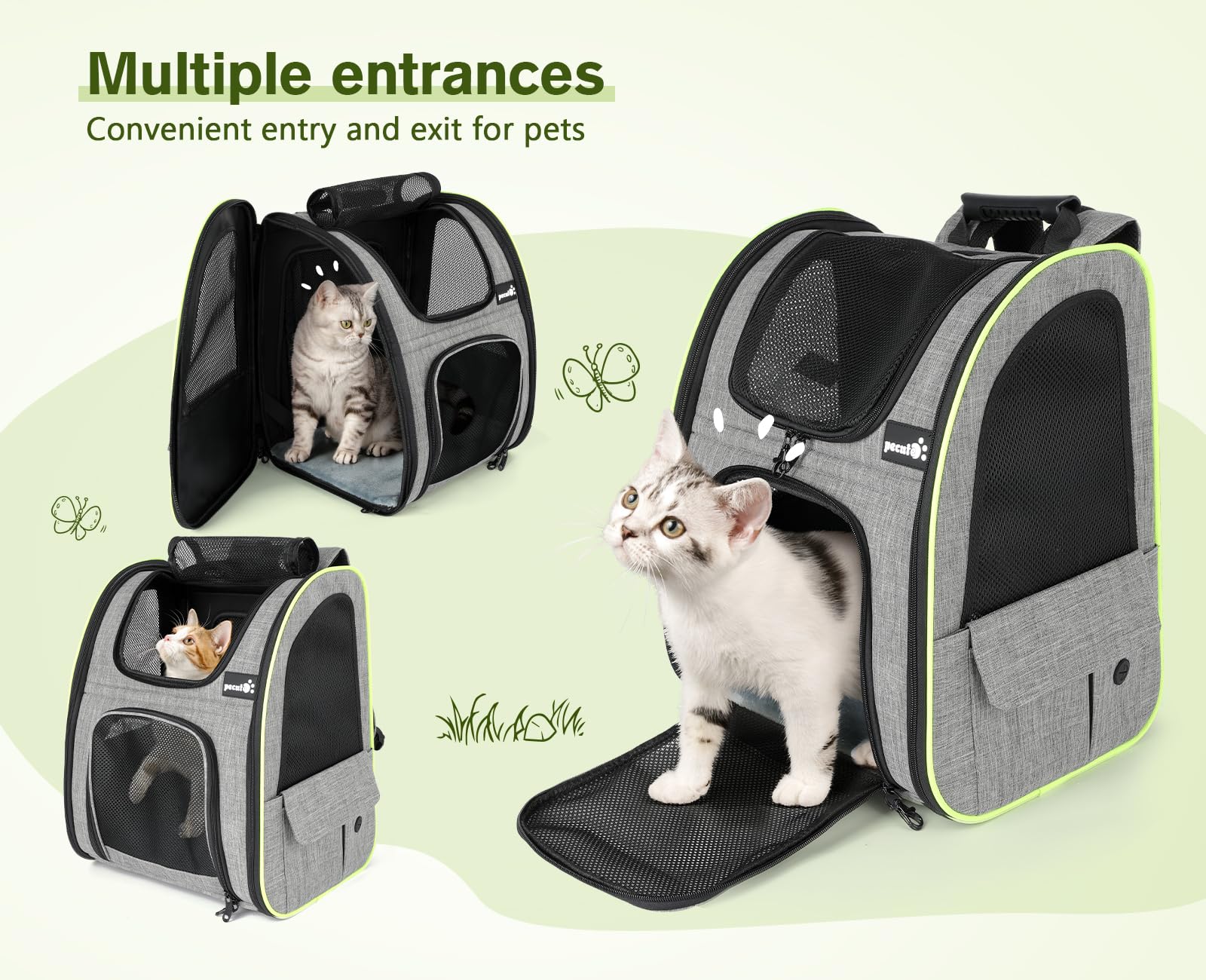 Pecute pockets image shows accessible storage for treats and bags during travel