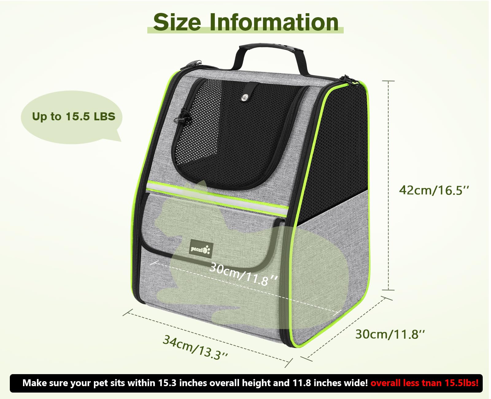 Pecute Cat Backpack side view emphasizes ergonomic straps easing carrier load.