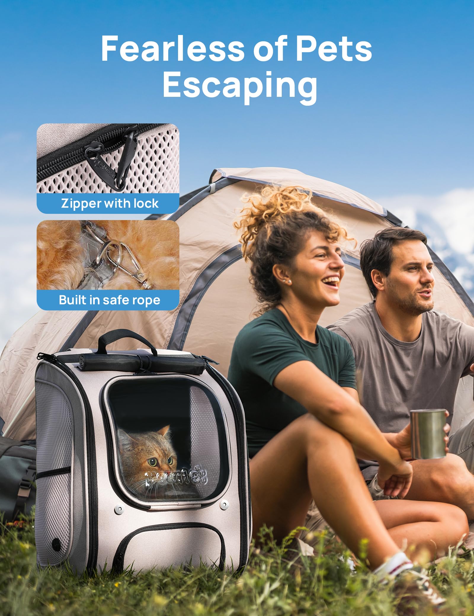 Pecute cat backpack storage pockets keep essentials organized during trips.