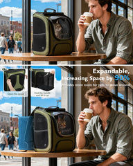 Pecute cat backpack ventilated mesh sides promote airflow for comfortable rides.