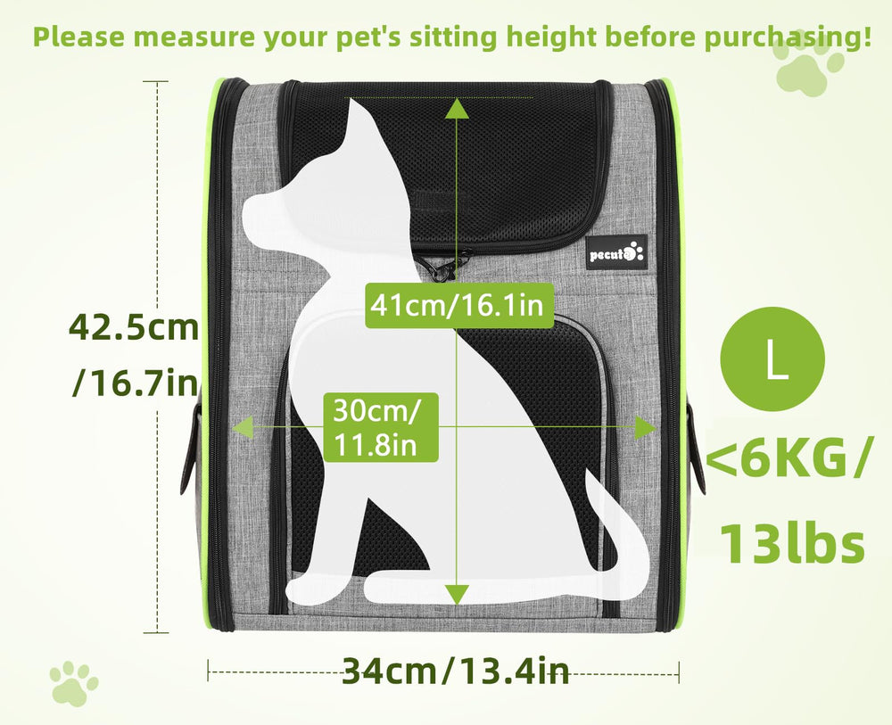 Pecute cat-backpack-ventilated-mesh-windows provides breathable panels for pet comfort.