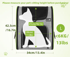 Pecute cat-backpack-ventilated-mesh-windows provides breathable panels for pet comfort.