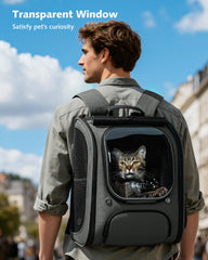 Pecute cat bubble backpack top view emphasizing visibility and safety