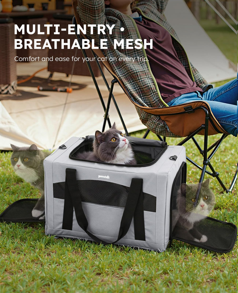Pecute cat-carrier-breathable-mesh ensures ventilation and reduces stuffiness
