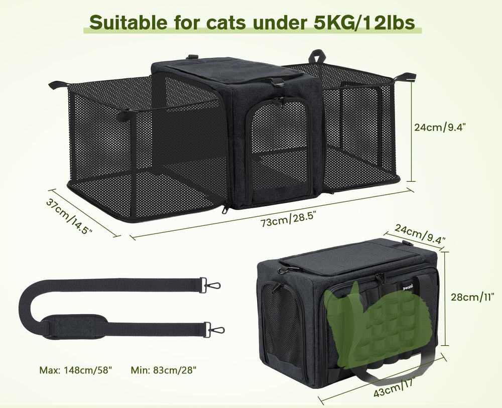 Pecute cat carrier folded storage shows compact form for packing.