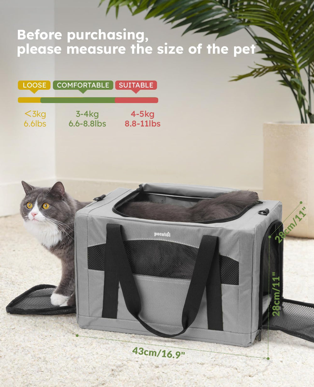 Pecute cat-carrier-travel-setup shows easy packing and quick access