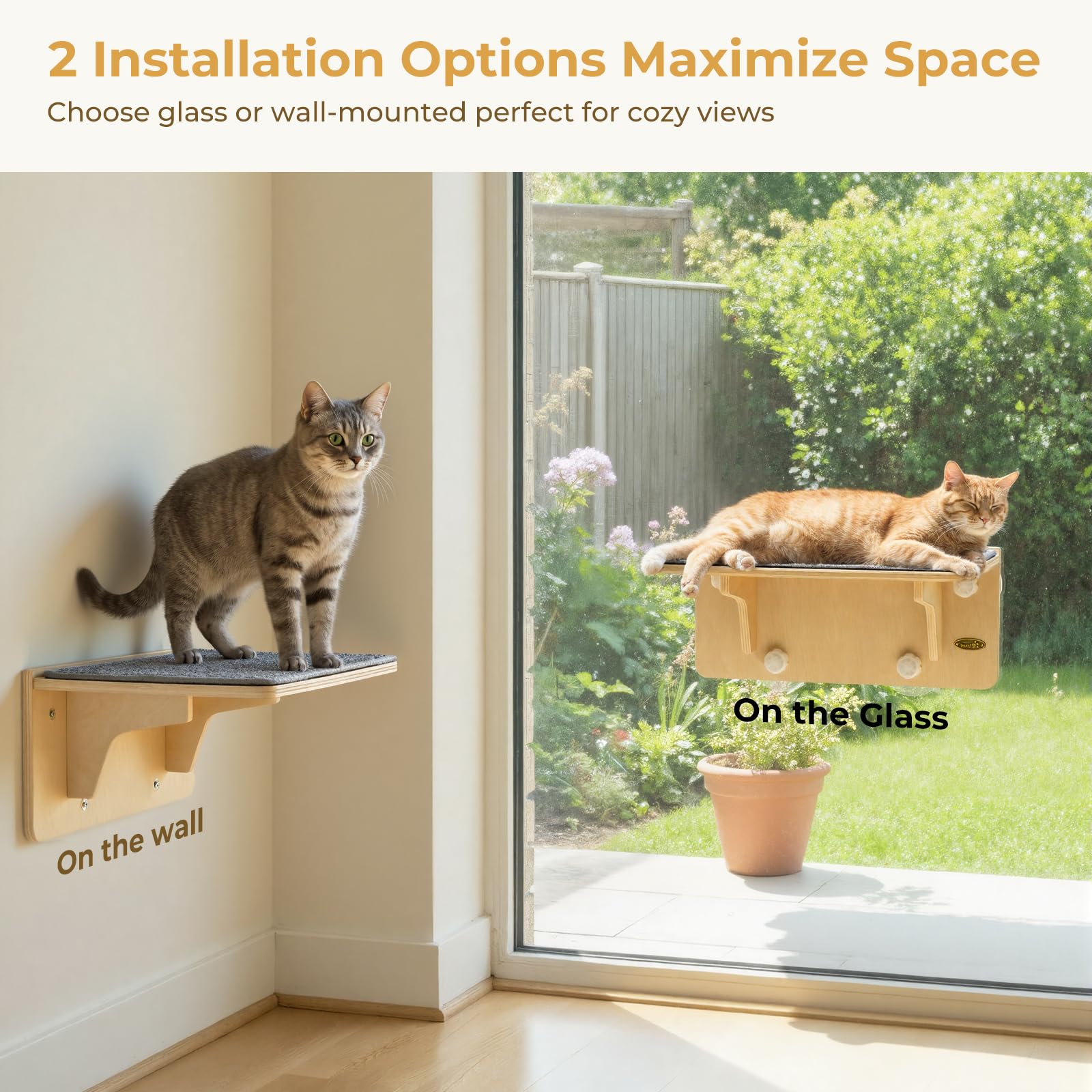 Pecute cat hammock on window for bird watching and relaxing.