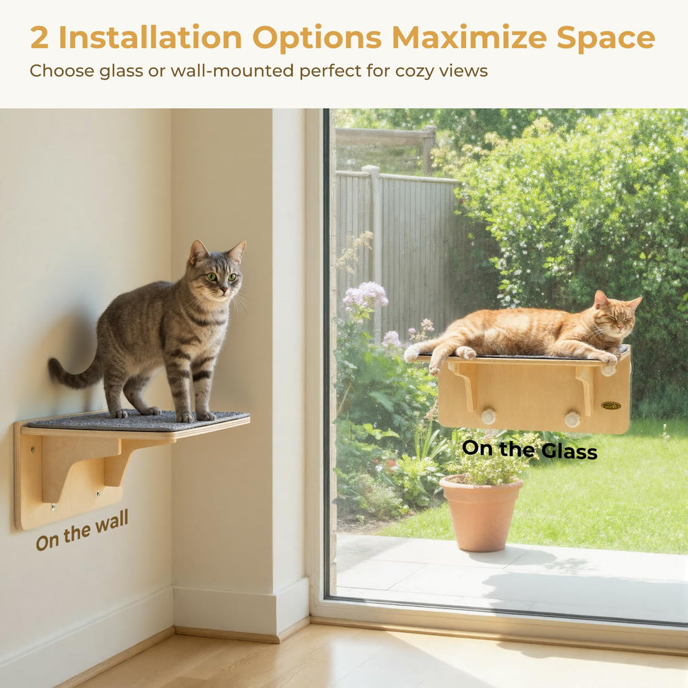 Pecute cat hammock on window for bird watching and relaxing.