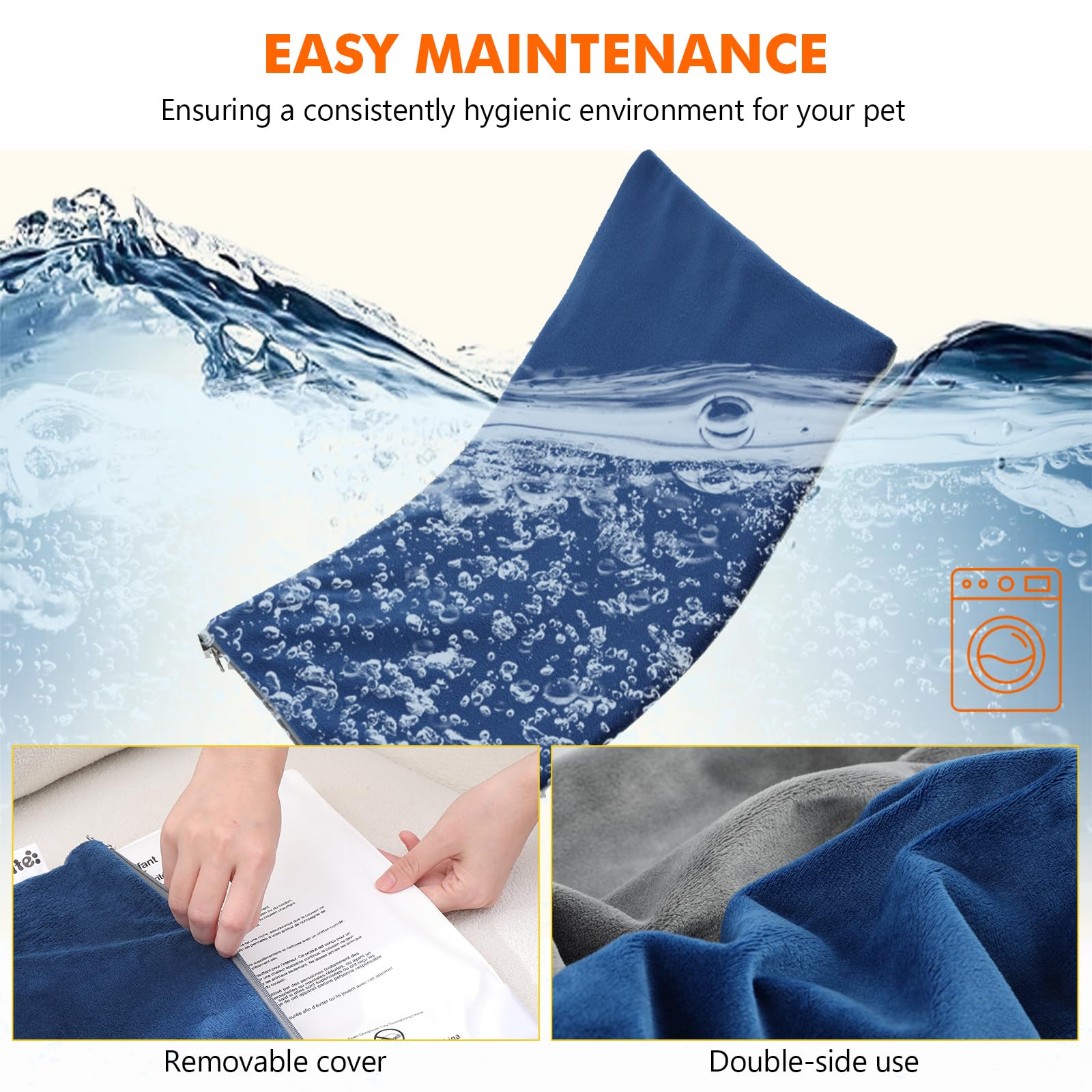 Pecute cat heating pad easy-clean PVC surface resists spills and messes