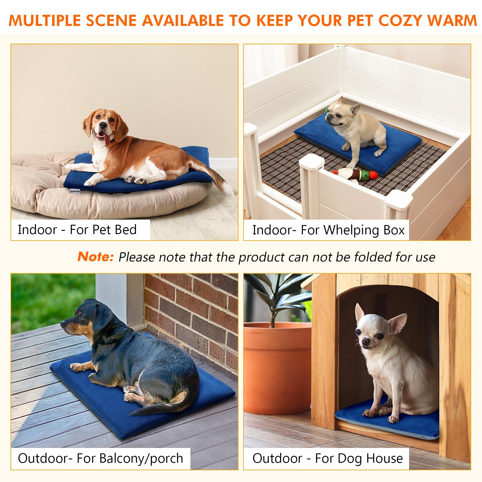 Pecute cat heating pad outdoor sheltered space use for porch or shed warmth.
