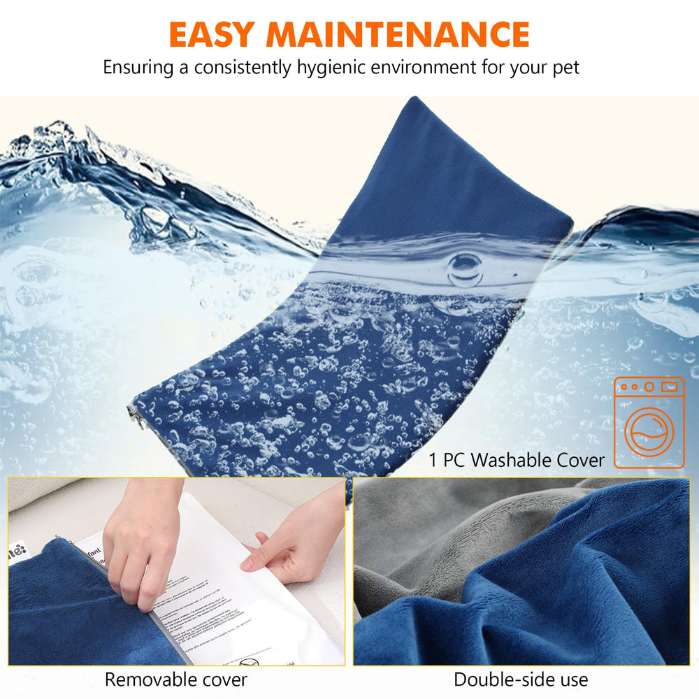Pecute cat heating pad thermostat settings illustrate six levels for seasonal comfort.