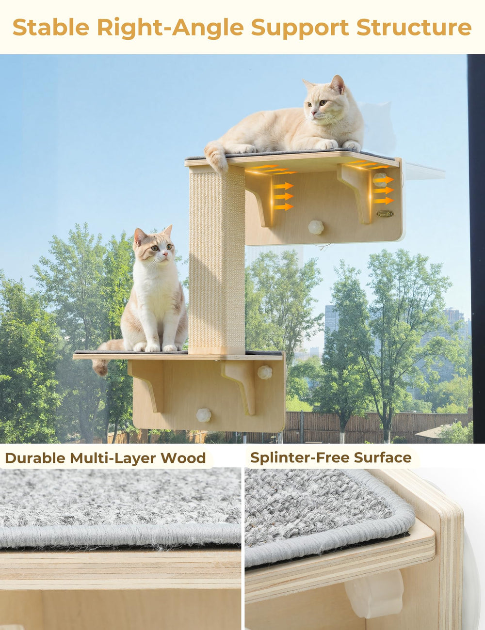 Pecute cat shelves double-layer configuration expands play and rest areas