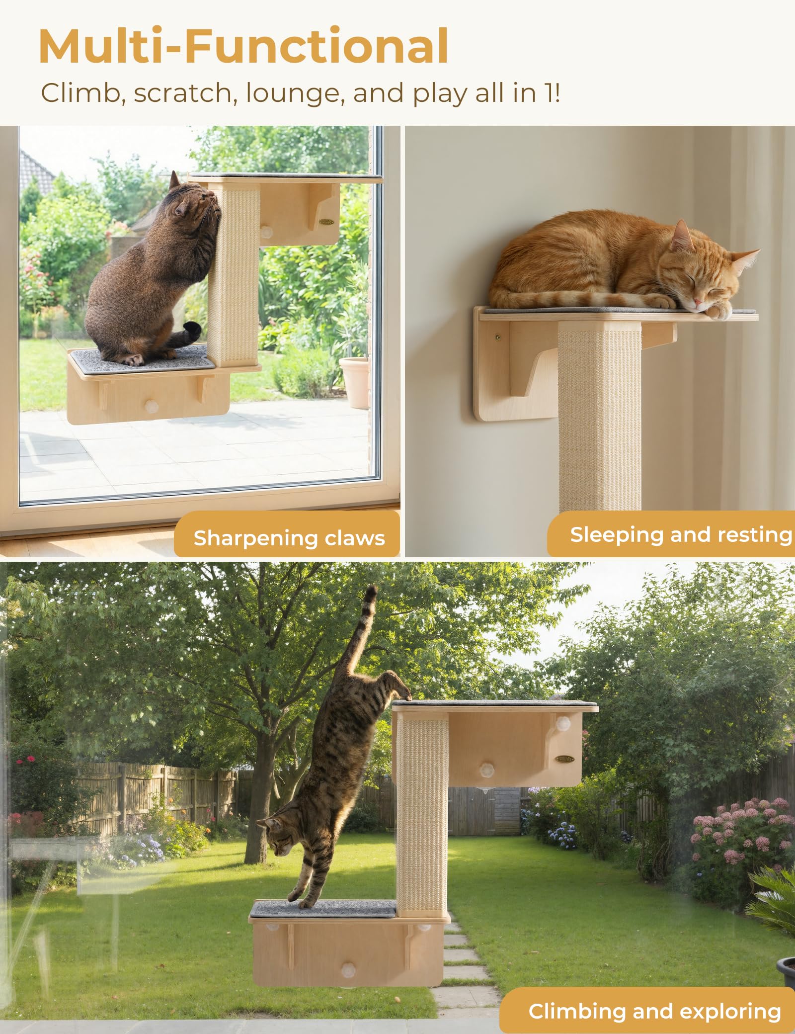Pecute cat shelves small-large design fits diverse homes and cat sizes