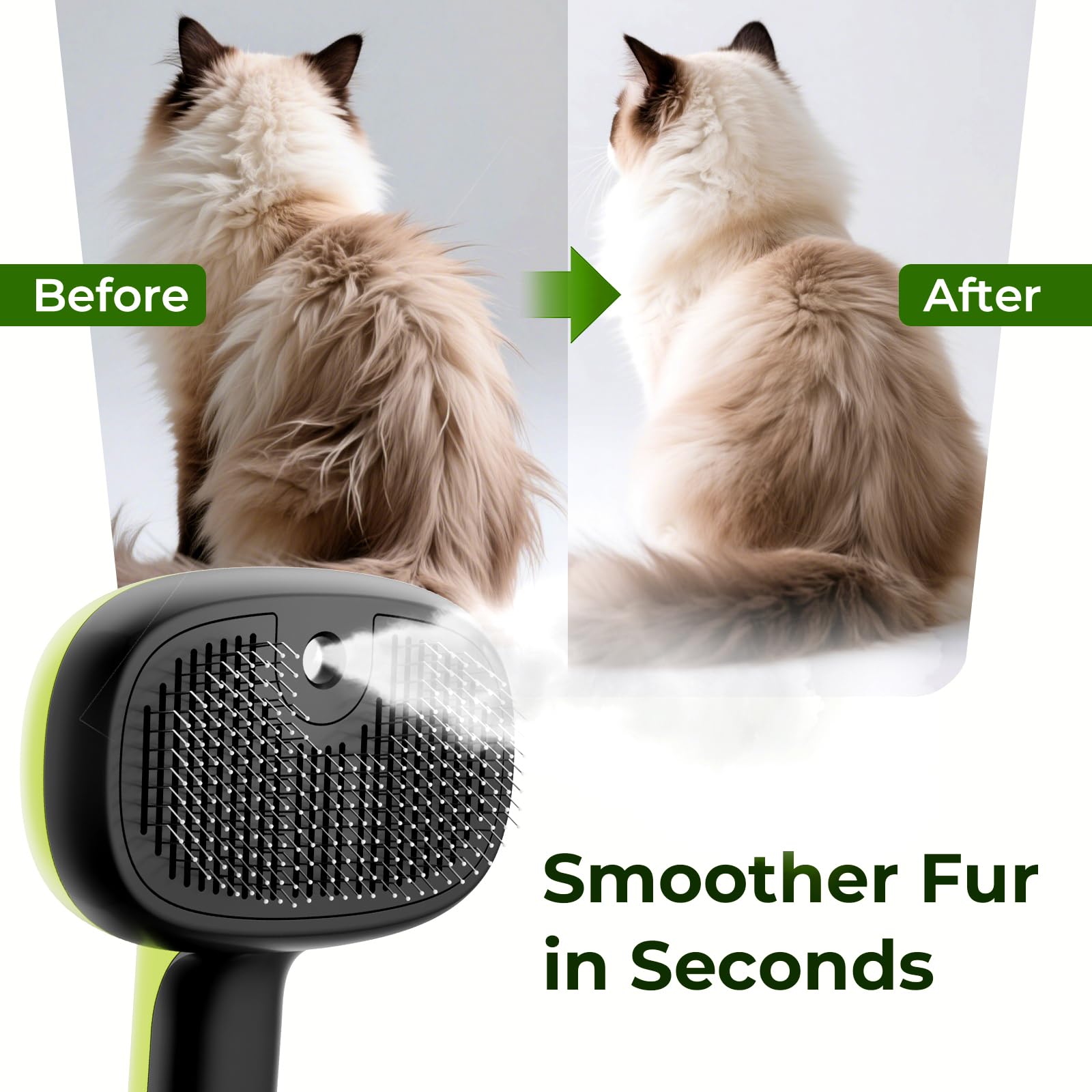 Pecute cat steam brush battery-chip – long runtime ensures extended grooming without frequent recharges.