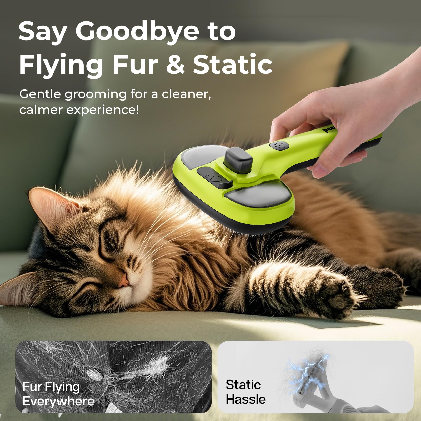 Pecute cat steam brush USB-C charging – convenient power on the go.