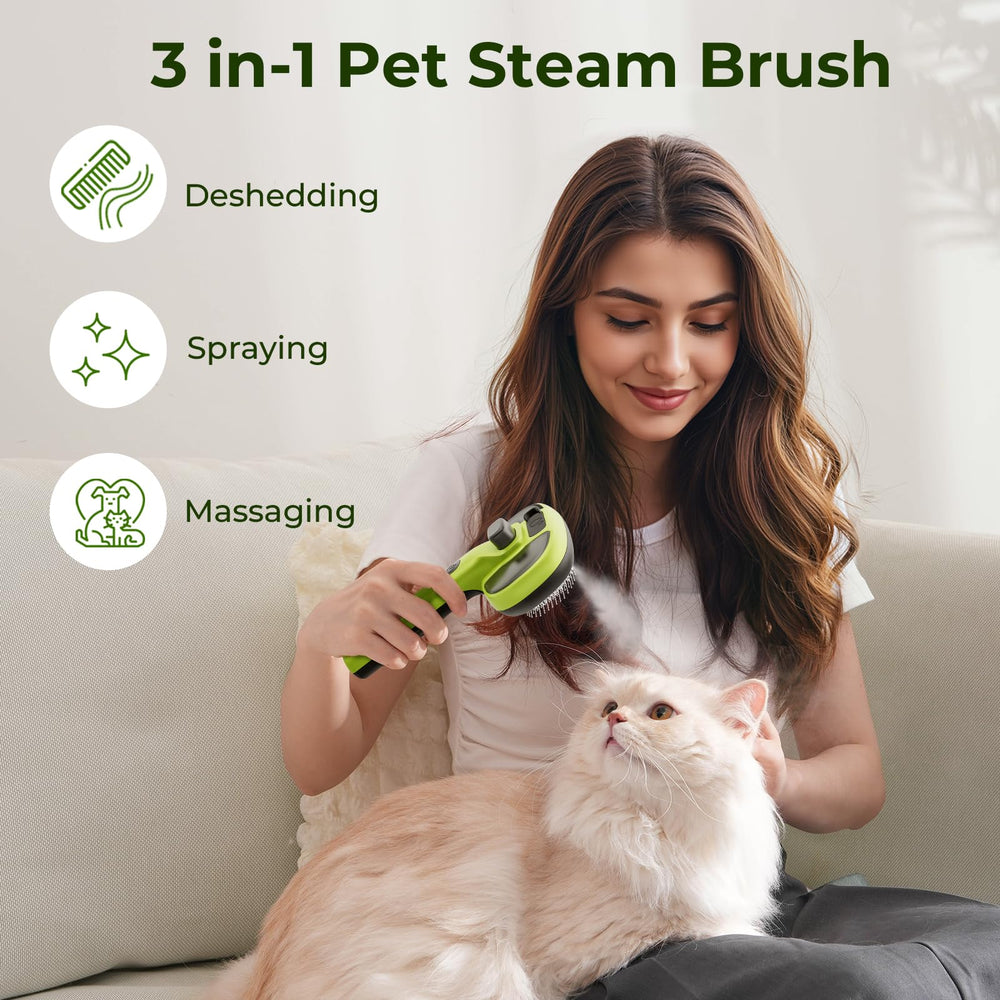 Pecute cat steam brush water tank view demonstrates clear water levels for uninterrupted brushing.