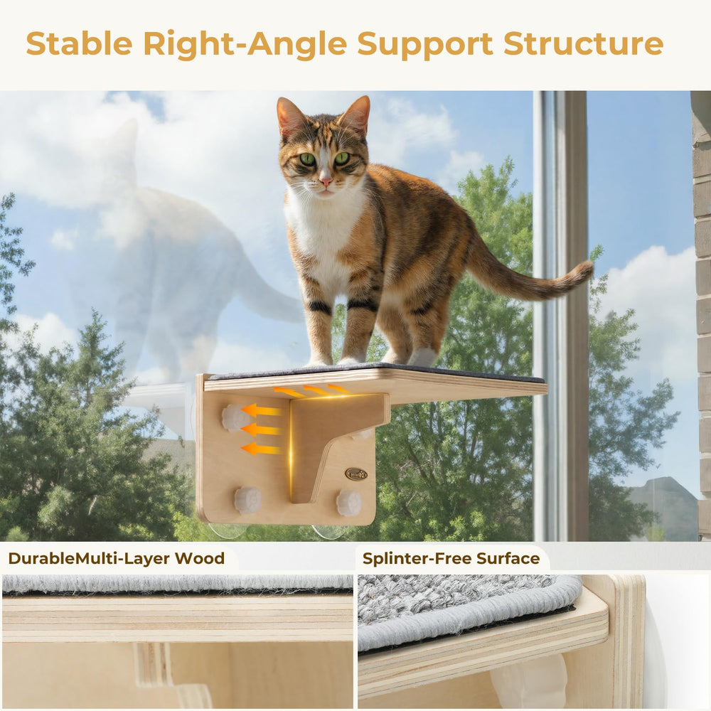Pecute cat wall shelves show secure suction cups for reliable wall mounting.