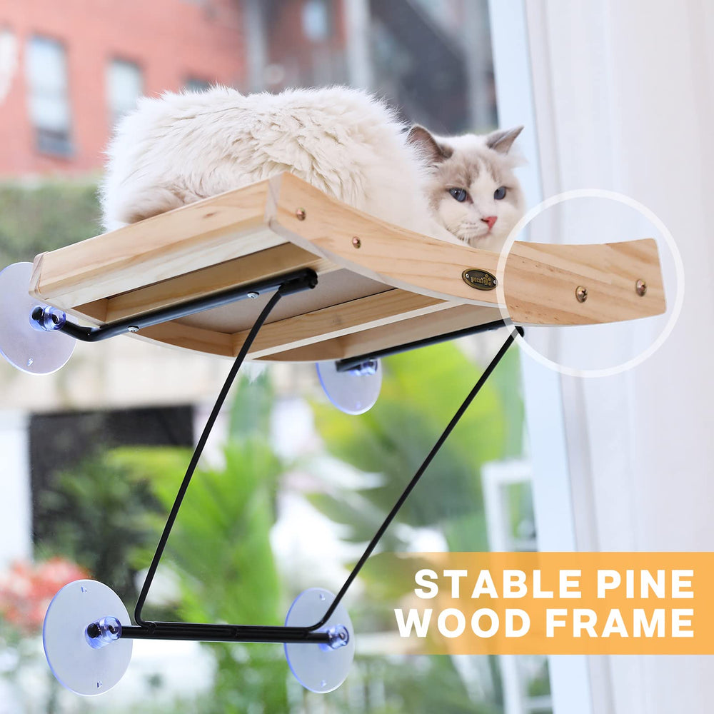 Pecute cat window perch curved surface for safe lounging.