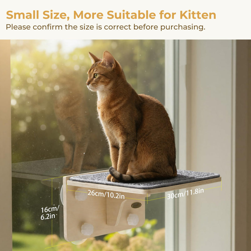 Pecute cat-window perch highlights four large suction cups for strong grip.