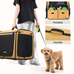 Pecute dog car crate folded flat for compact storage when not in use.