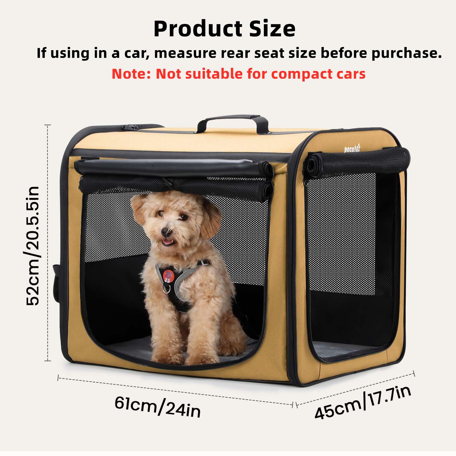 Pecute dog car crate lightweight at 5.7 lbs for easy handling on trips.