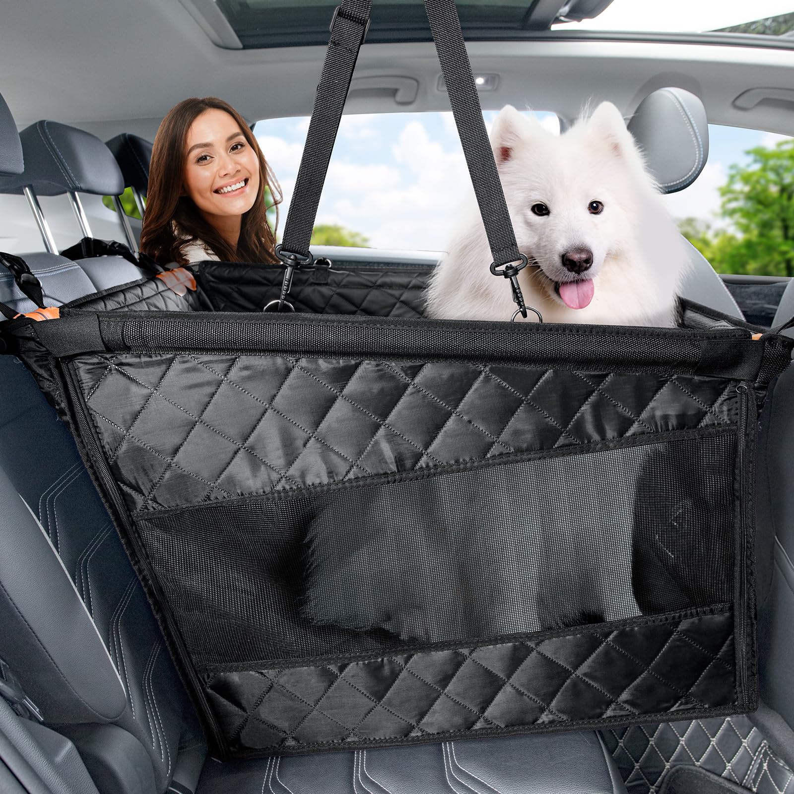 Pecute dog car seat with stable floor design keeps pets secure on bumpy rides.