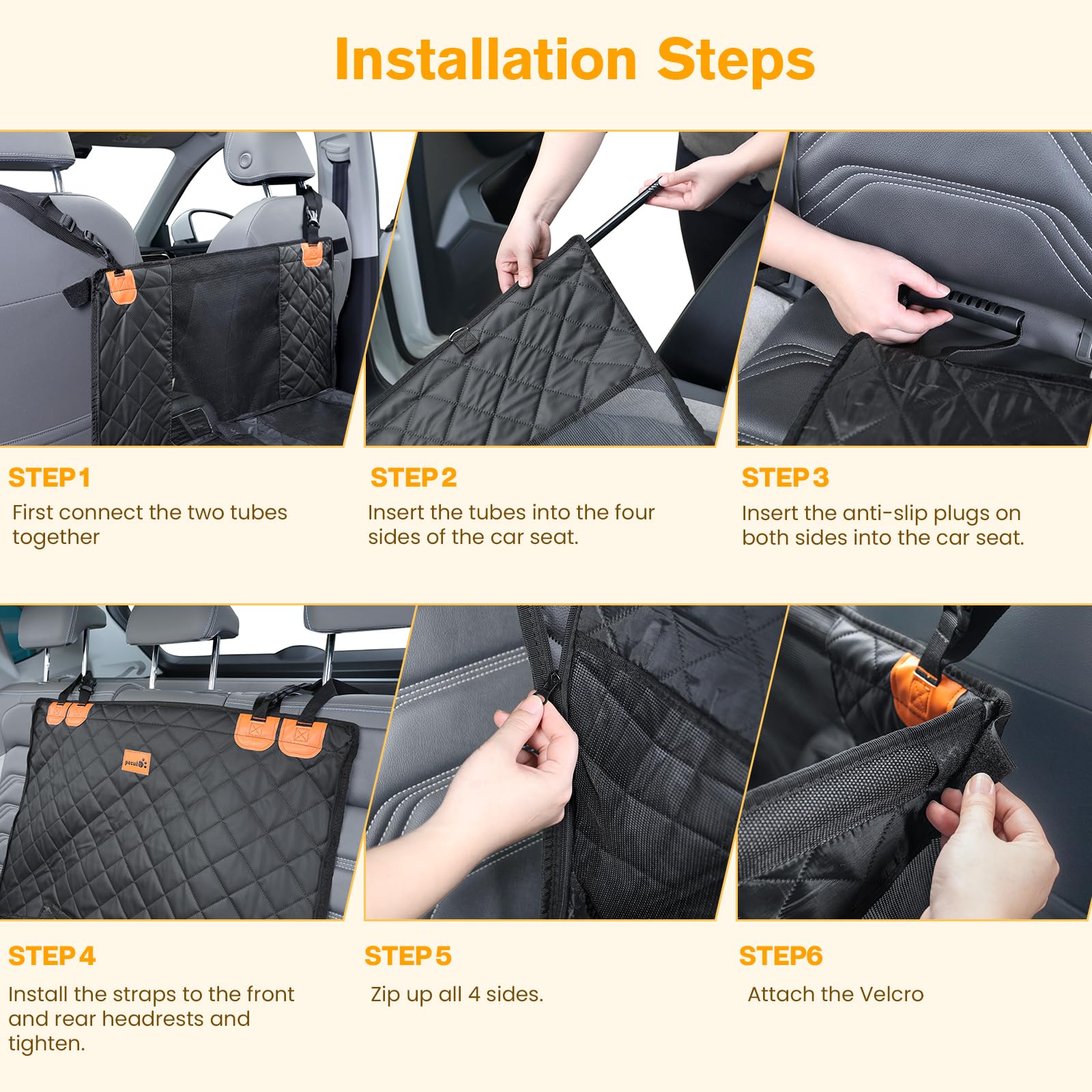 Pecute dog car seat protects your vehicle interior from hair, scratches, and spills.
