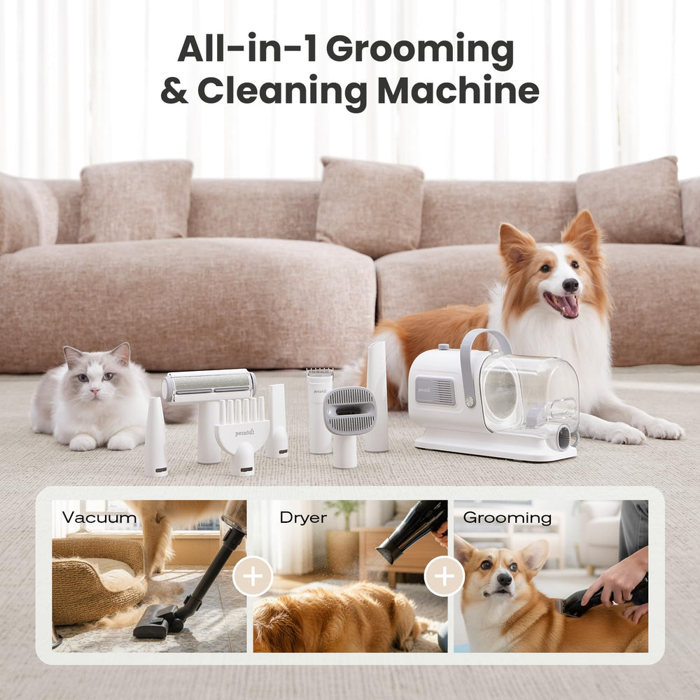 Pecute adjustable temperature dial close-up enables gentle coat drying.